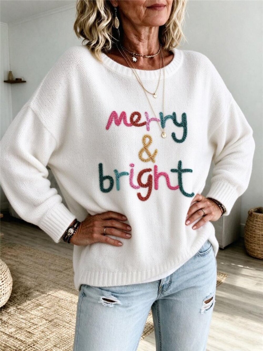 Merry & Bright Dropped Shoulder Sweater